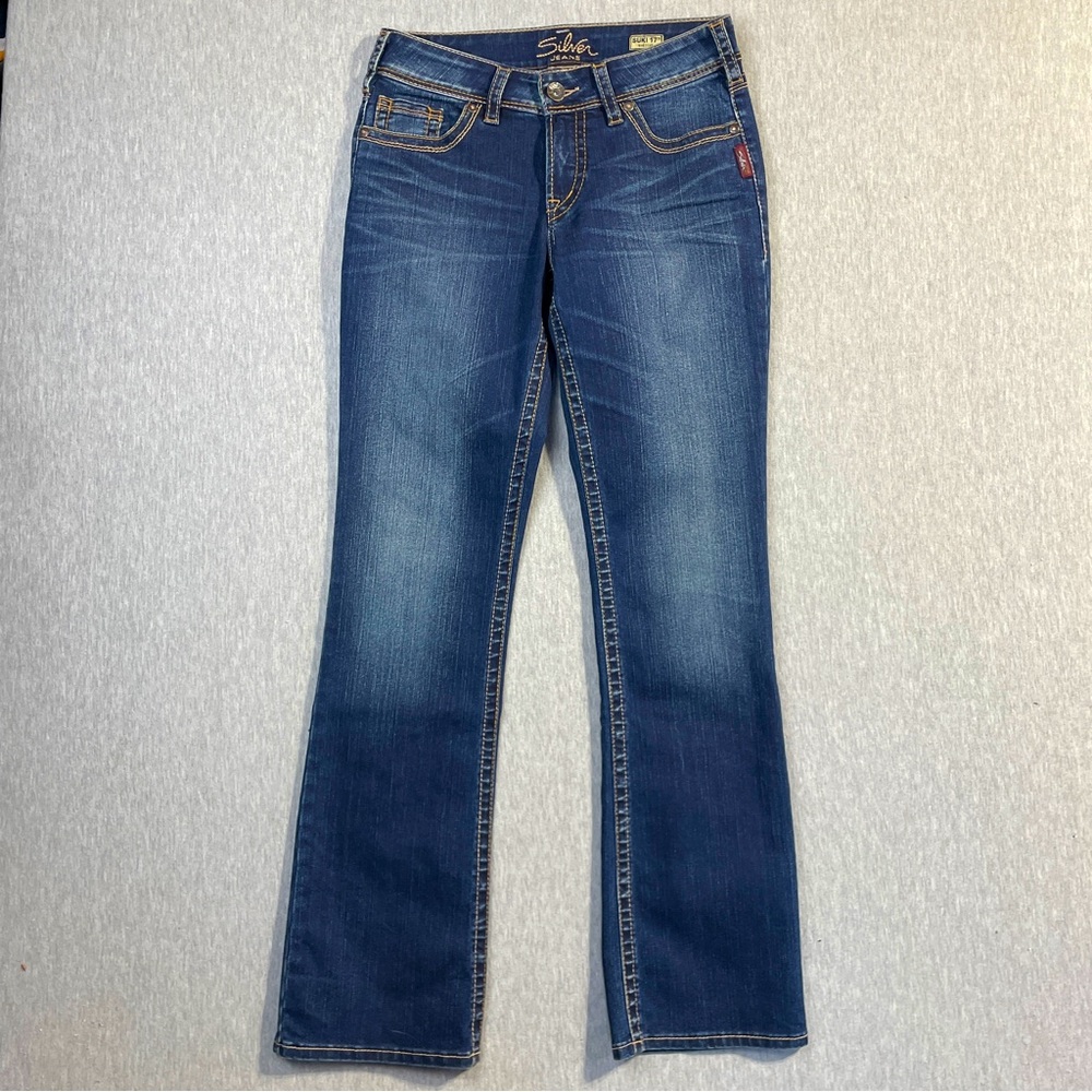 Silver Jeans Women’s Size 28 x 32 Suki 17” Bootcut Distressed Blue